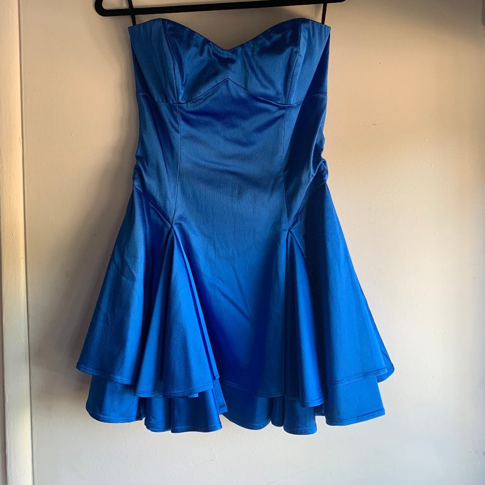 Royal Blue Bebe Strapless party dress